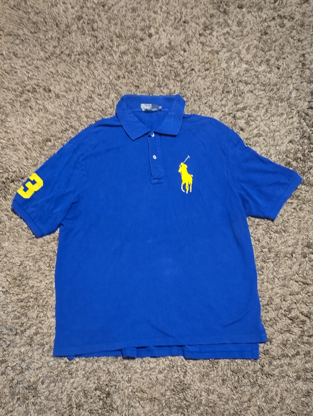 Ralph Lauren Royal Blue Polo with Yellow Pony & Sleeve Number